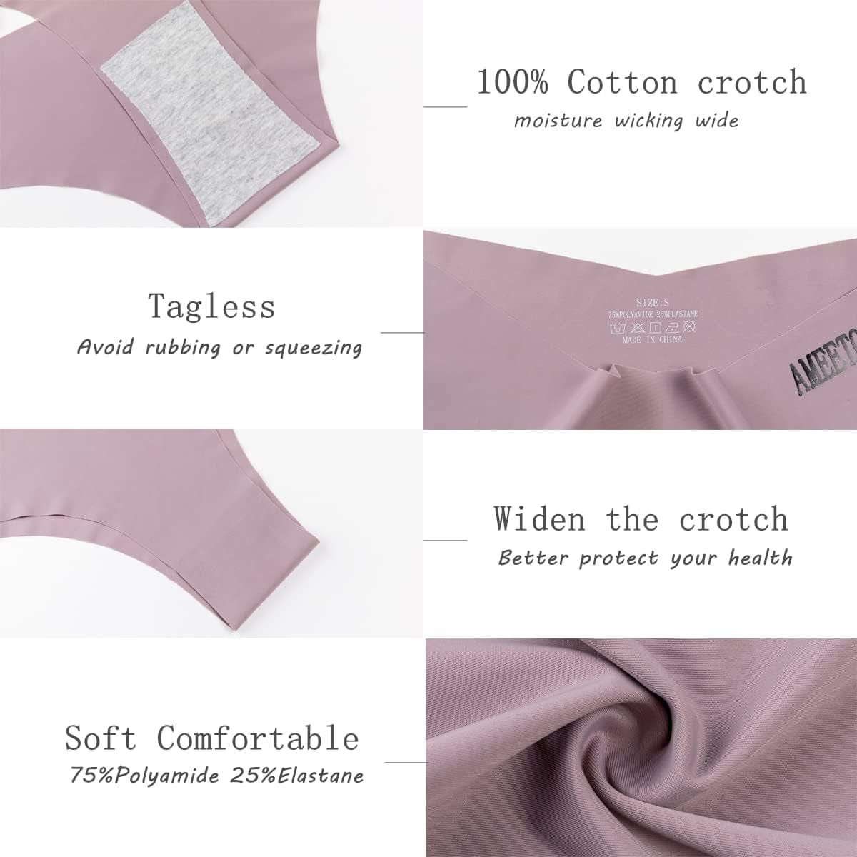 Women'S Seamless Thongs for Women No Show Bikini Panties V Waist Underwear Invisible Soft Stretch Thong Multipacks