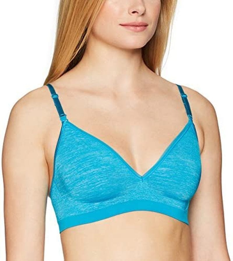 Women'S Seamless Wirefree Bra with Soft Padding and Convertible Straps Bold Blue Heather / X-Large