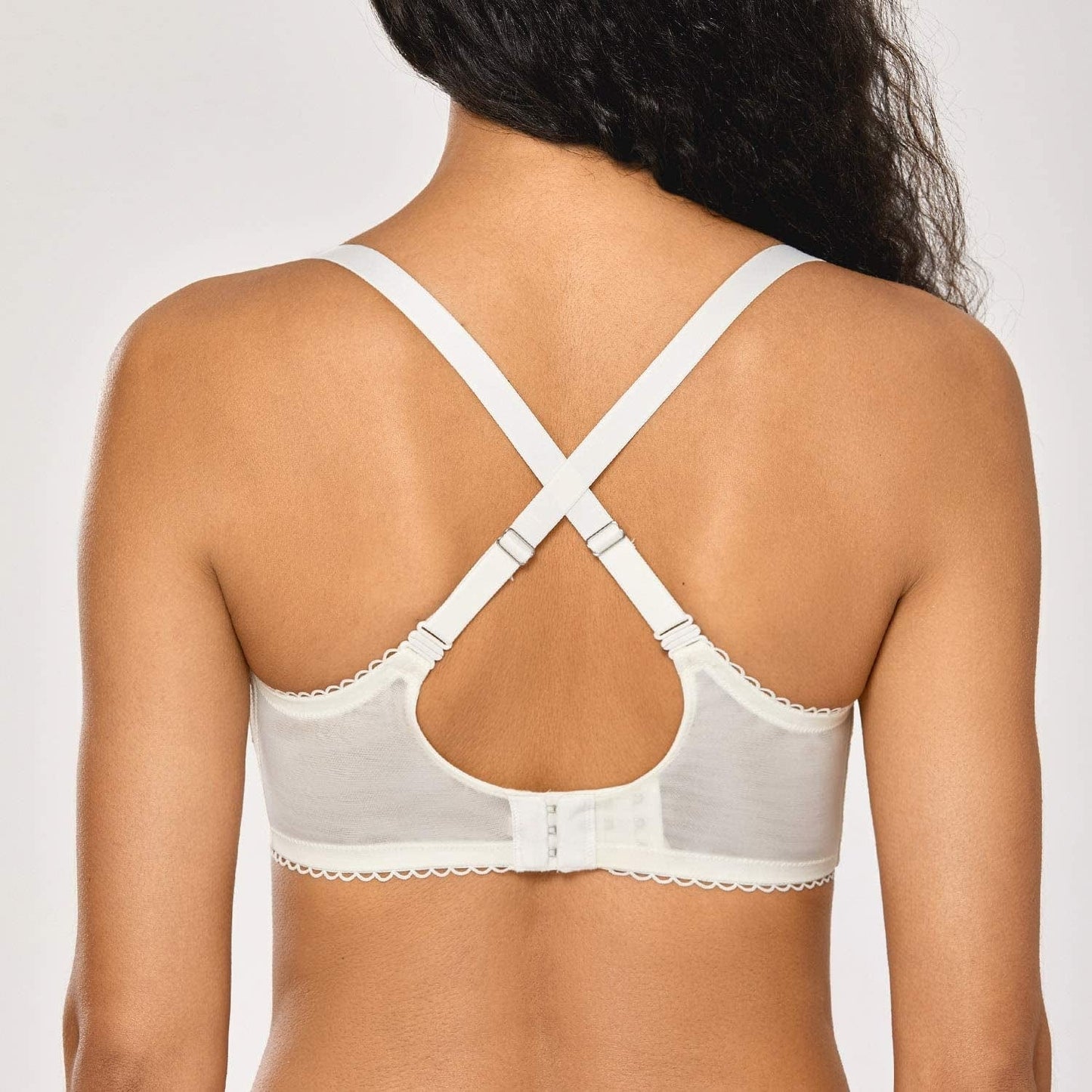 Women'S Sexy Lace Push up plus Size Bra Sheer Balconette Underwire Unlined