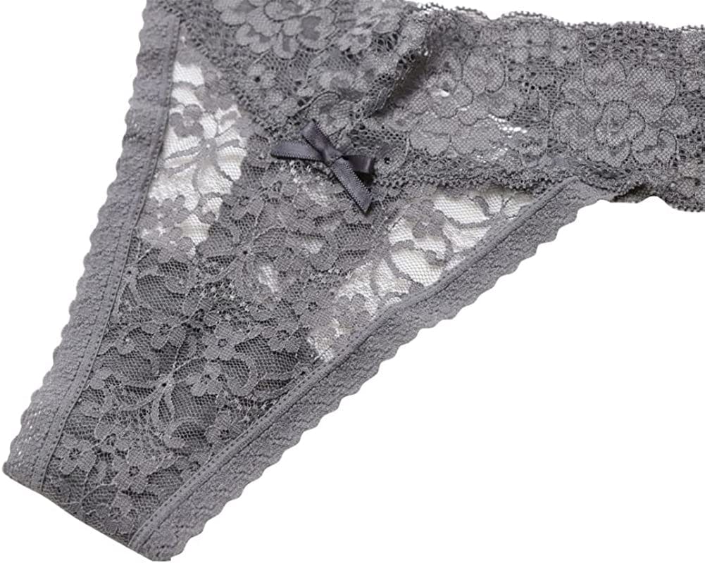Women'S Sexy Lace Thongs V Cheeky Underwear See through Panties Pack of 5