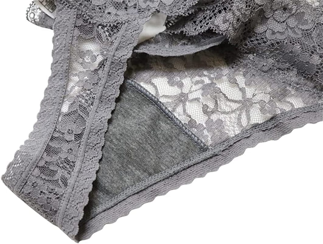 Women'S Sexy Lace Thongs V Cheeky Underwear See through Panties Pack of 5