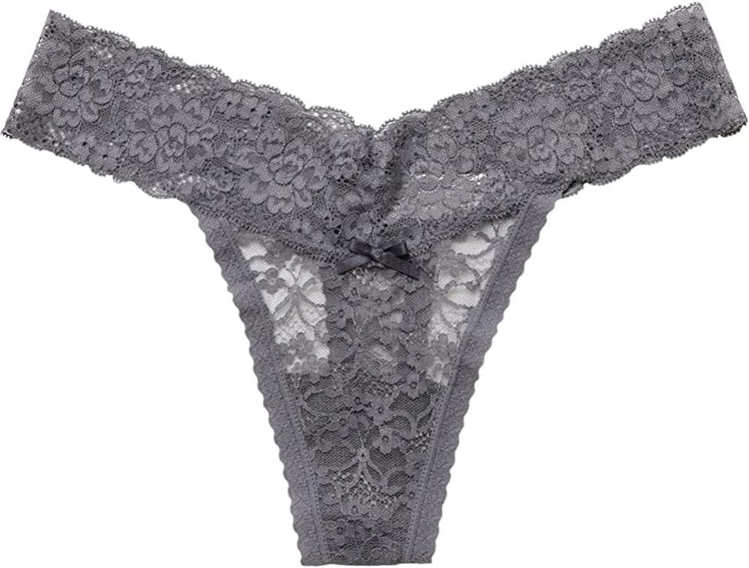 Women'S Sexy Lace Thongs V Cheeky Underwear See through Panties Pack of 5