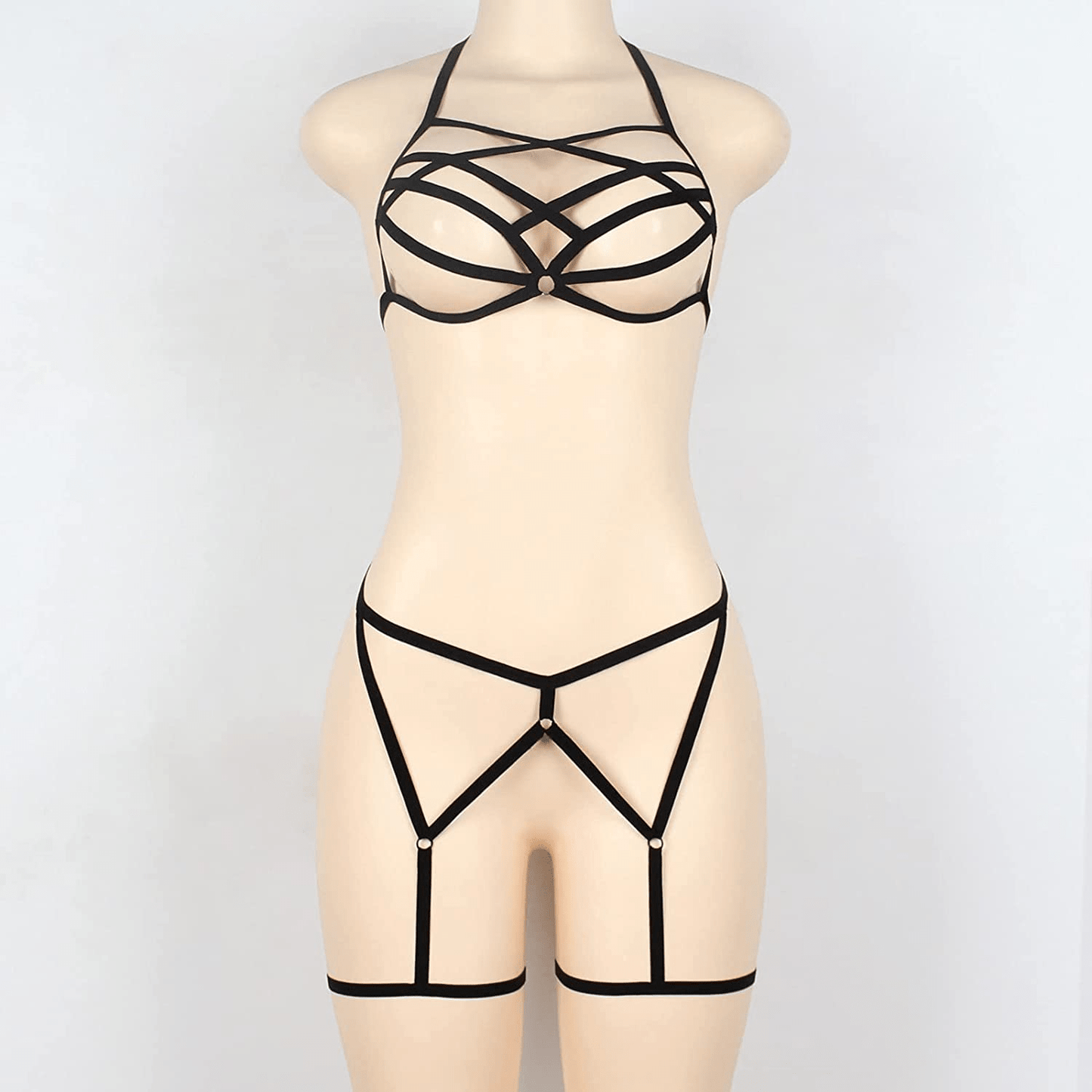 Women'S Sexy Lingerie Strappy Bralette G-String Deep V Cage Harness Bras Thongs Underwear Babydolls Letter Bikini Apparel & Accessories > Clothing > Underwear & Socks > Shapewear aneralied