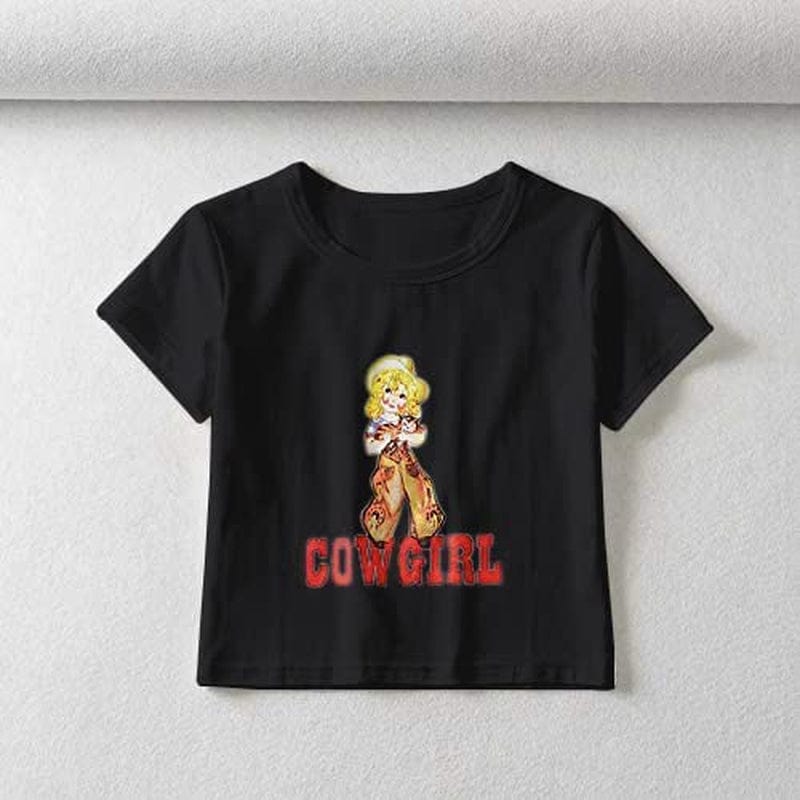 Women’S Sexy Vintage Graphic and Letter Print Crop Top Casual Summer Slim Short Sleeve Crop T-Shirt