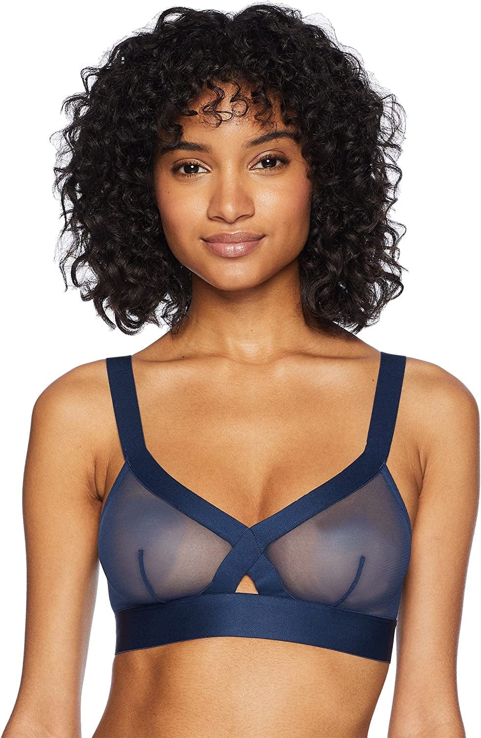 Women'S Sheers Wirefree Softcup Bralette Bra Dark Ink / Large