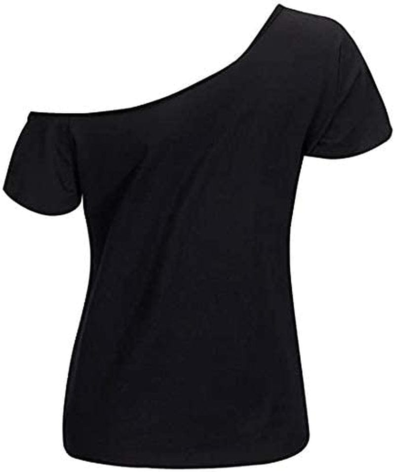 Women’S Short Lips Print Causal off the Shoulder plus Size T-Shirt Tops