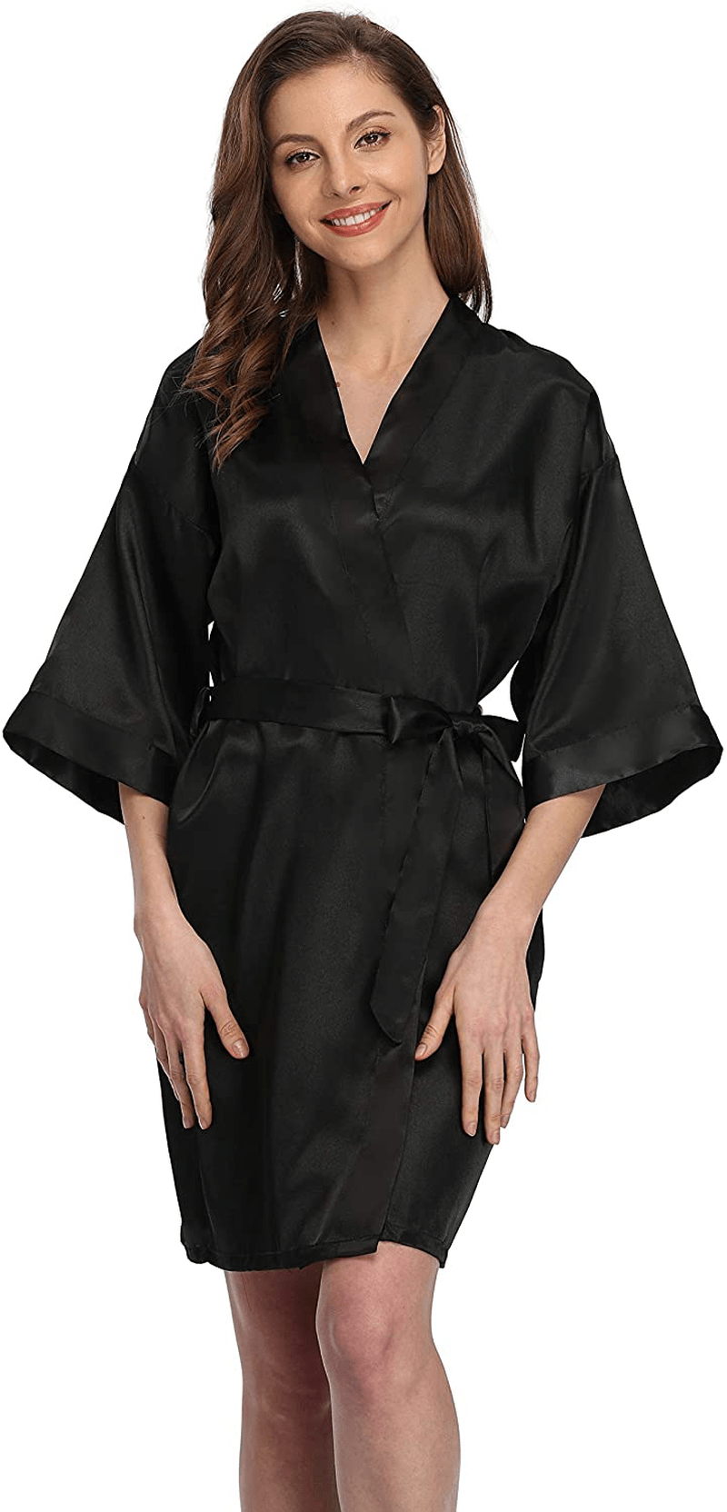Women'S Short Satin Kimono Robe for Bride and Bridesmaids Party Apparel & Accessories > Clothing > Sleepwear & Loungewear > Robes Kimono Art