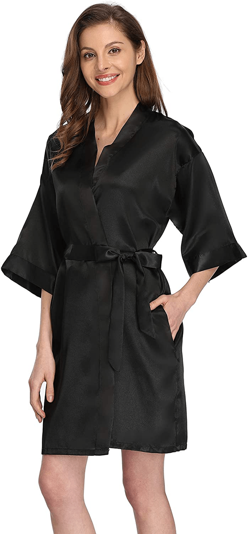 Women'S Short Satin Kimono Robe for Bride and Bridesmaids Party Apparel & Accessories > Clothing > Sleepwear & Loungewear > Robes Kimono Art