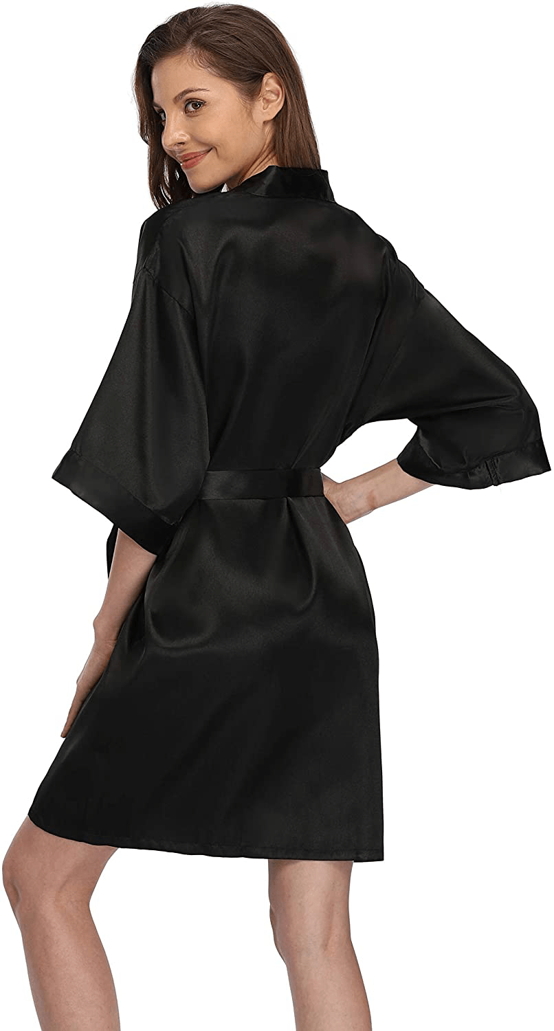 Women'S Short Satin Kimono Robe for Bride and Bridesmaids Party Apparel & Accessories > Clothing > Sleepwear & Loungewear > Robes Kimono Art