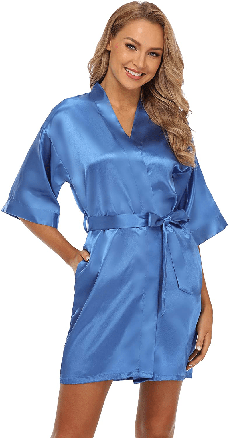 Women'S Short Satin Kimono Robe for Bride and Bridesmaids Party Apparel & Accessories > Clothing > Sleepwear & Loungewear > Robes Kimono Art