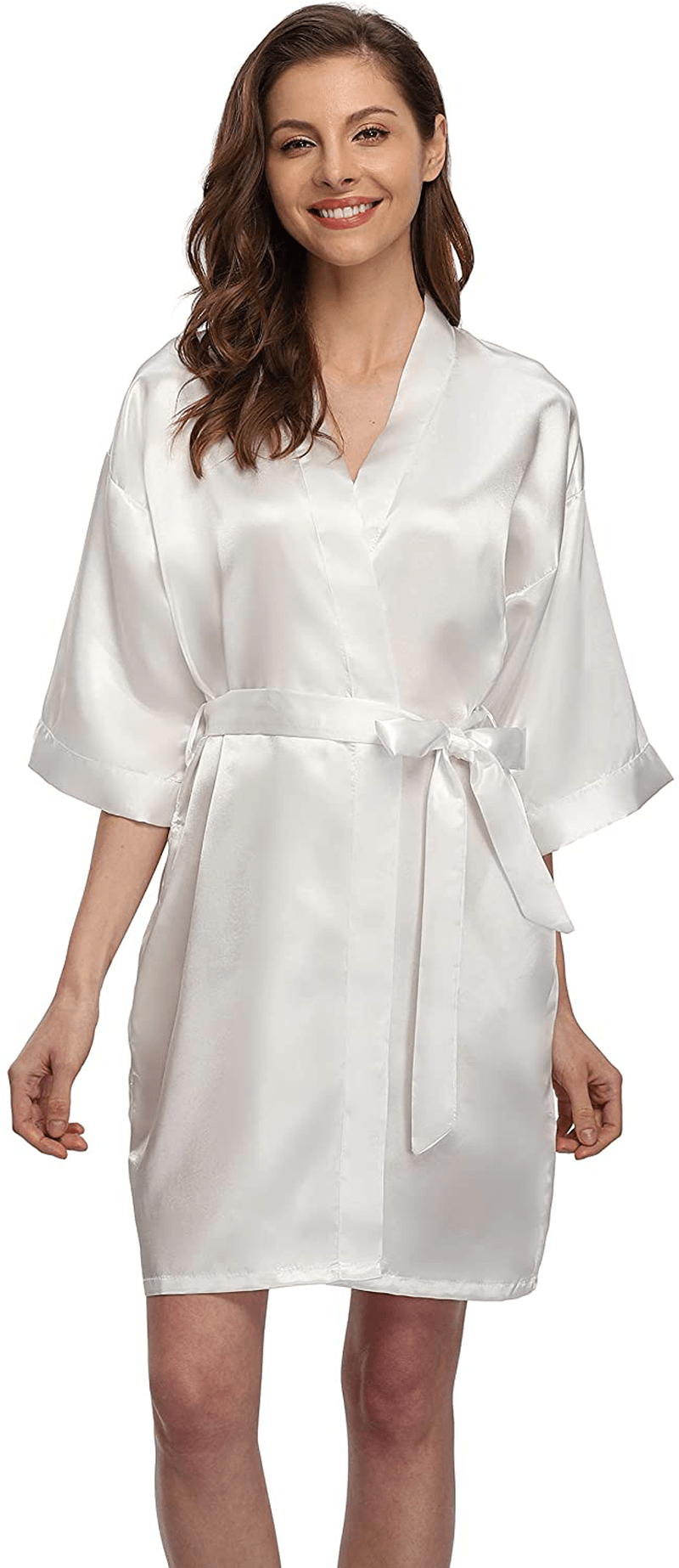 Women'S Short Satin Kimono Robe for Bride and Bridesmaids Party Apparel & Accessories > Clothing > Sleepwear & Loungewear > Robes Kimono Art