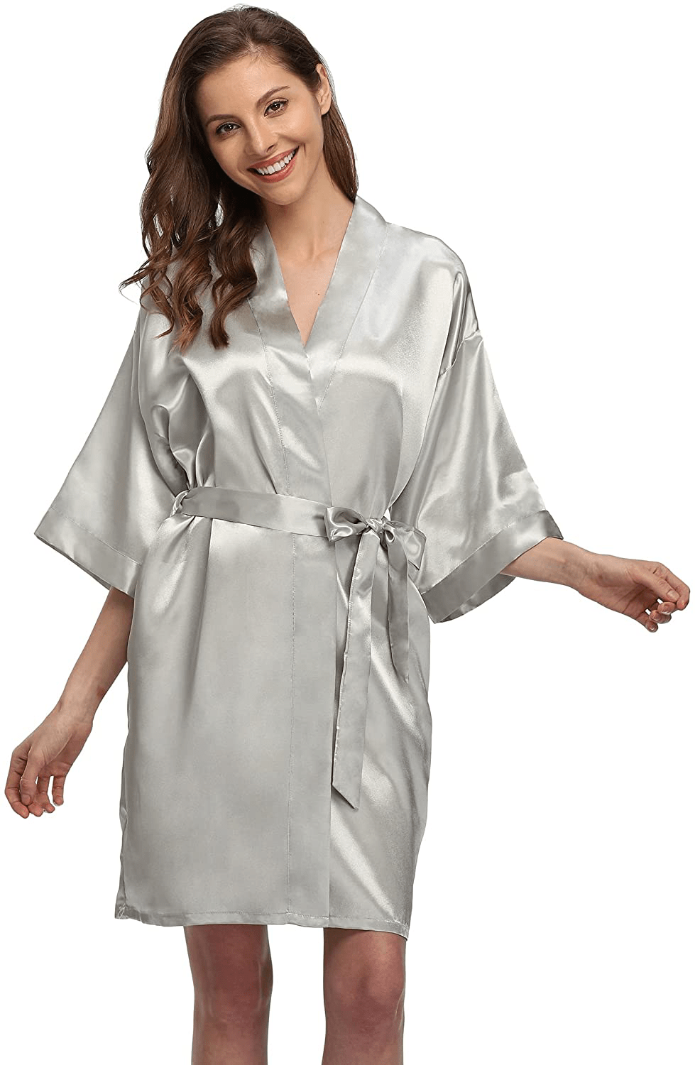 Women'S Short Satin Kimono Robe for Bride and Bridesmaids Party Apparel & Accessories > Clothing > Sleepwear & Loungewear > Robes Kimono Art