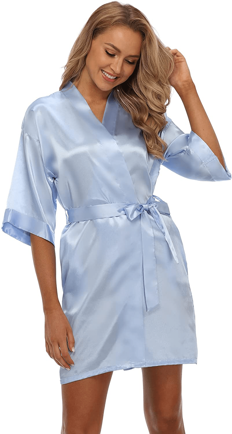 Women'S Short Satin Kimono Robe for Bride and Bridesmaids Party Apparel & Accessories > Clothing > Sleepwear & Loungewear > Robes Kimono Art