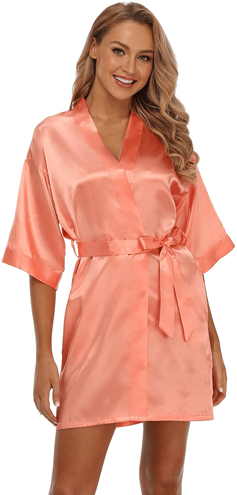 Women'S Short Satin Kimono Robe for Bride and Bridesmaids Party Apparel & Accessories > Clothing > Sleepwear & Loungewear > Robes Kimono Art