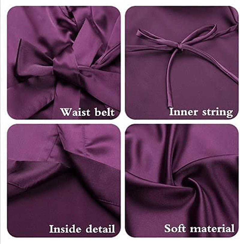 Women'S Short Satin Kimono Robes Silky Bathrobe Bridesmaid Wedding Party Dressing Gown Lightweight Sleepwear Apparel & Accessories > Clothing > Sleepwear & Loungewear > Robes goodmansam