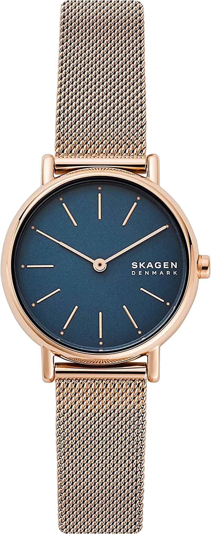 Women'S Signatur Quartz Analog Stainless Steel and Leather Watch, Color: Blue/Rose Gold (Model: SKW2838) Rose Gold
