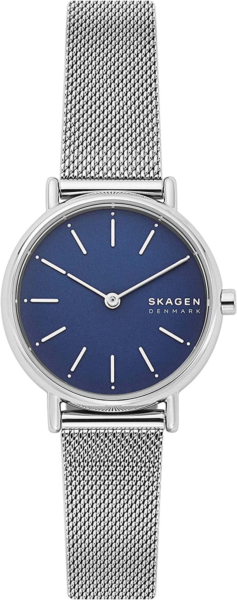 Women'S Signatur Quartz Analog Stainless Steel and Leather Watch, Color: Blue/Rose Gold (Model: SKW2838) Silver/Blue