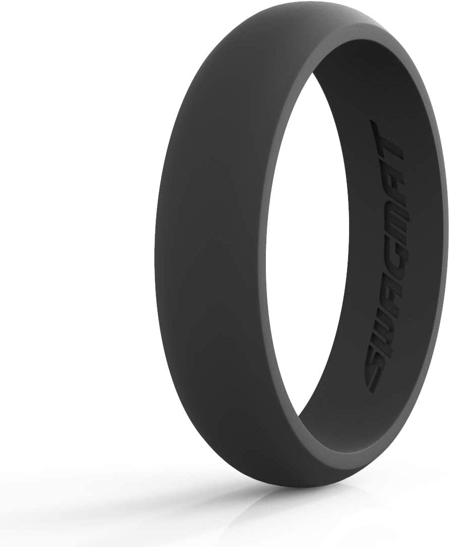 Women’S Silicone Wedding Ring – 4 Ring Pack – Black, Boulder Gray, Seashell White, Royal Purple - 5.5 Mm Width - 2 Mm Thickness 1 Ring - Mineshaft Black / 6.5 (16.9mm)