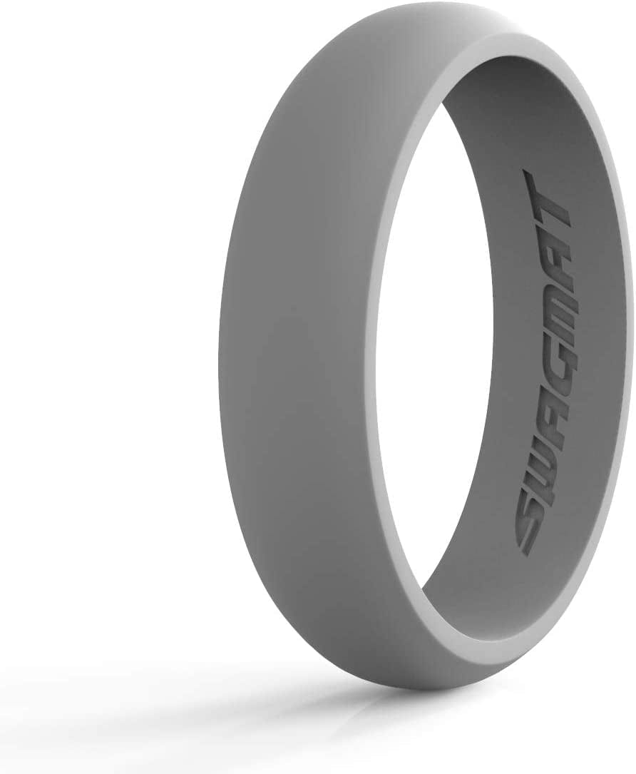 Women’S Silicone Wedding Ring – 4 Ring Pack – Black, Boulder Gray, Seashell White, Royal Purple - 5.5 Mm Width - 2 Mm Thickness 1 Ring - Boulder Gray / 7.5 (17.8mm)