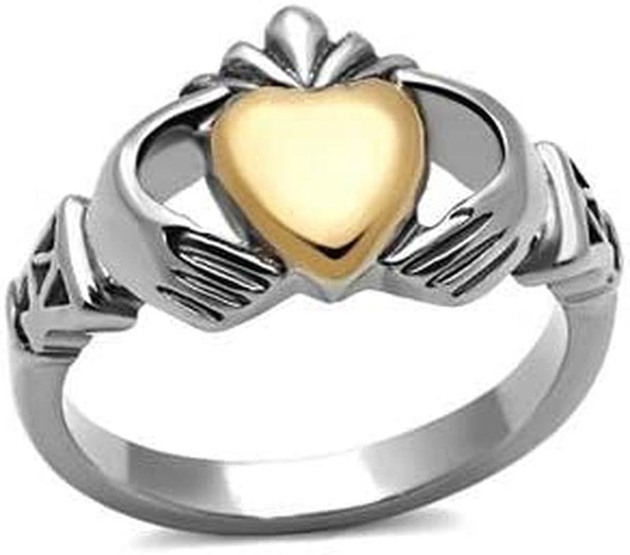 Women'S Silver Claddagh Celtic Irish Fashion Comfort Statement Love Ring Silver/Rose Gold / 6