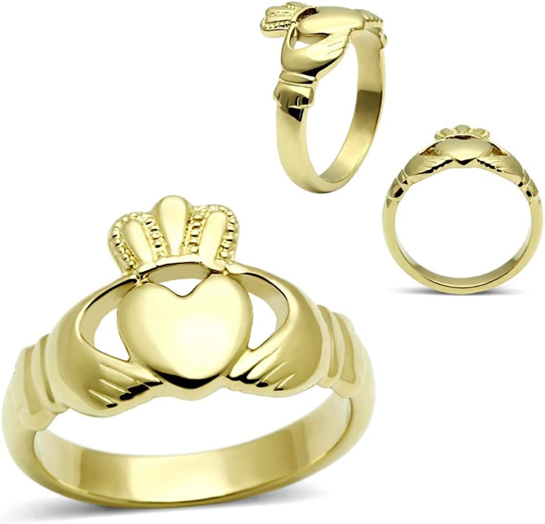 Women'S Silver Claddagh Celtic Irish Fashion Comfort Statement Love Ring