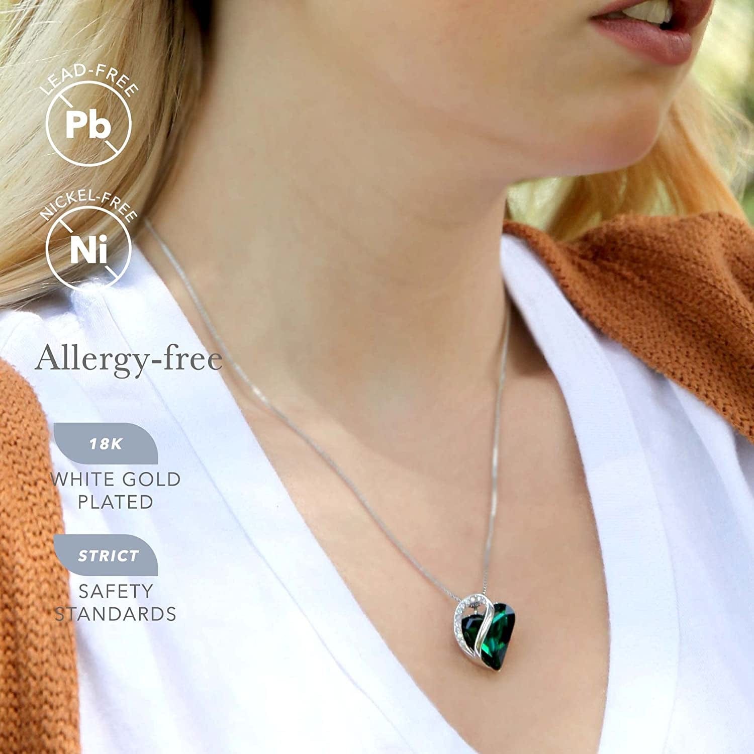 Women’S Silver Plated Infinity Love Heart Pendant Necklace with Birthstone Crystals, Jewelry Gifts for Her, 18 + 2 Inch Chain, Anniversary Birthday Mother'S Necklaces for Wife Mom Girlfriend