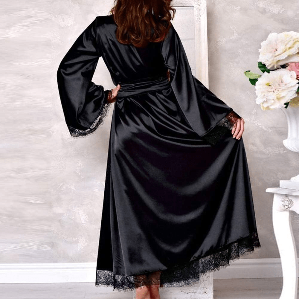 Women'S Sleepwear Robe,Sexy Lingerie Satin Negligees Long Sleeve Nightgowns Loungewear Bathrobe Pajamas Baby Dolls Chemises Apparel & Accessories > Clothing > Underwear & Socks > Shapewear AKshehe