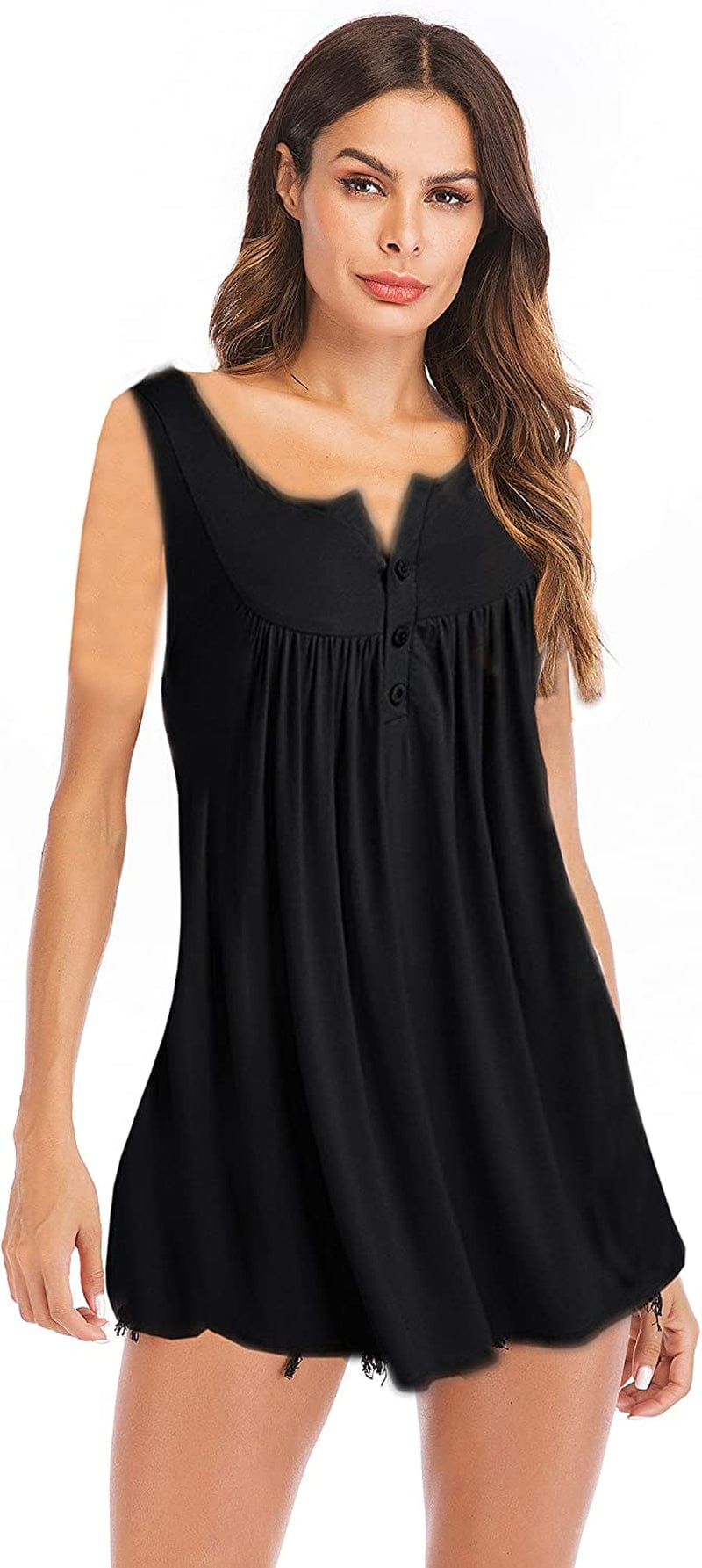 Women'S Sleeveless Lace up Casual Tank Tops Tunic Solid Blouse #0924_black / Small