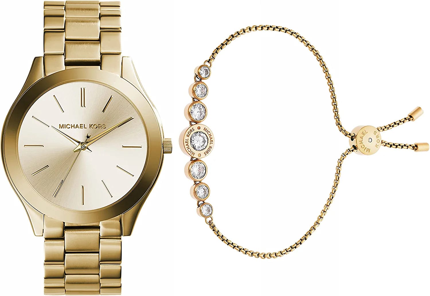 Women'S Slim Runway Three-Hand Stainless Steel Quartz Watch Watch + Bracelet Bundle