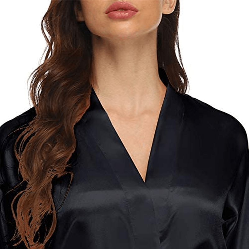 Women'S Solid Color Short Kimono Satin Bathrobe Silky Bride and Bridesmaid Robe Apparel & Accessories > Clothing > Sleepwear & Loungewear > Robes Valennia