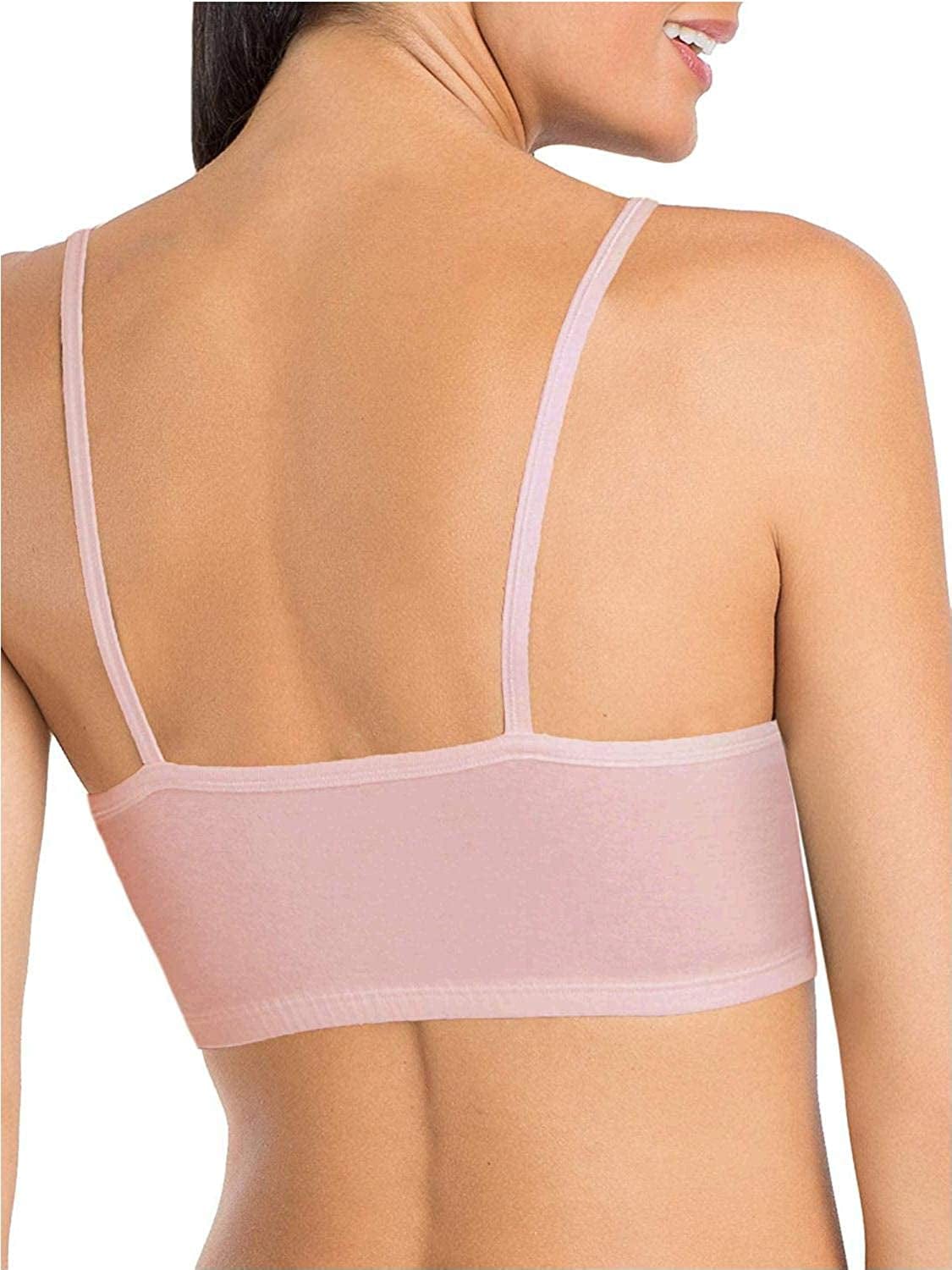Women'S Spaghetti Strap Cotton Pullover Sports Bra Blushing Rose/White/Black Hue / 3 / 40