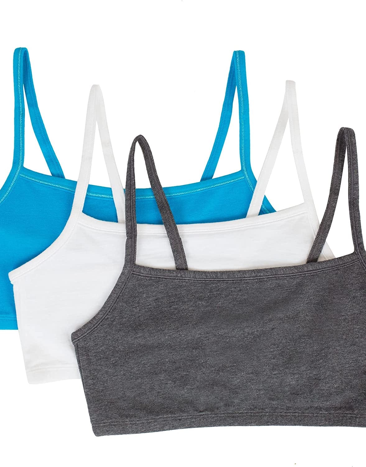 Women'S Spaghetti Strap Cotton Pullover Sports Bra Charcoal Heather/White/Isazure / 3 / 38
