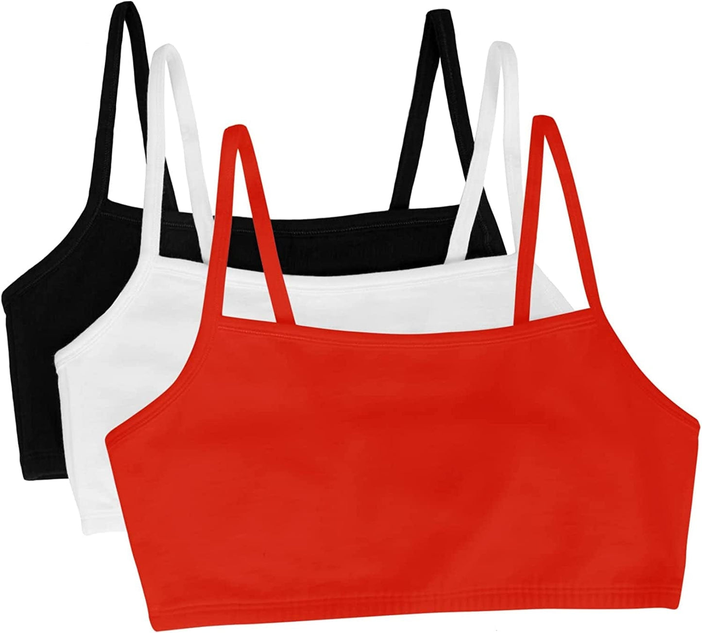 Women'S Spaghetti Strap Cotton Pullover Sports Bra Black/White/Red Hot / 3 / 40