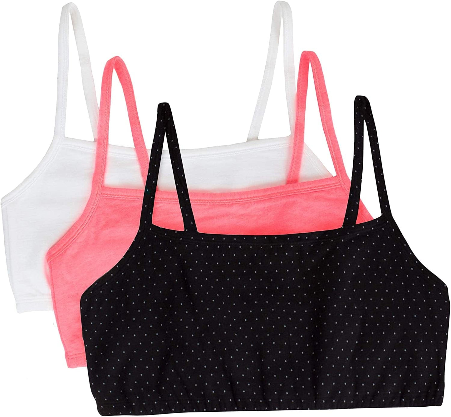 Women'S Spaghetti Strap Cotton Pullover Sports Bra Pin Dot/Popsicle Pink/White / 3 / 40