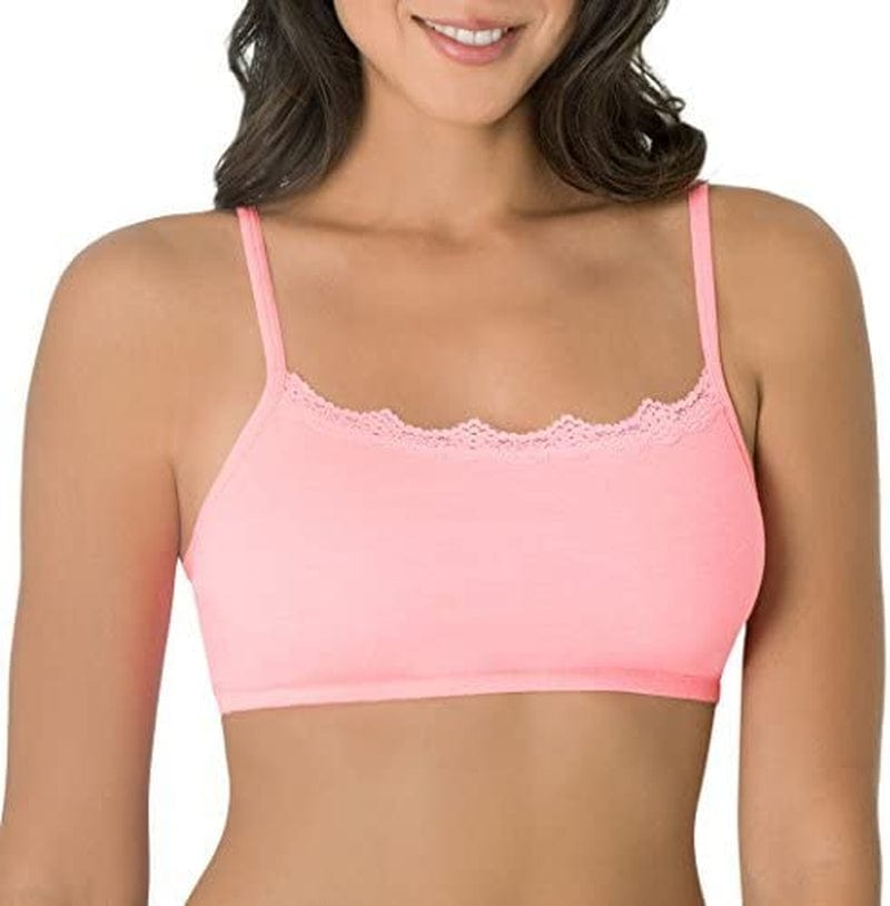 Women'S Spaghetti Strap Cotton Pullover Sports Bra Popsicle Pink Heather/White/Black / 3 / 32