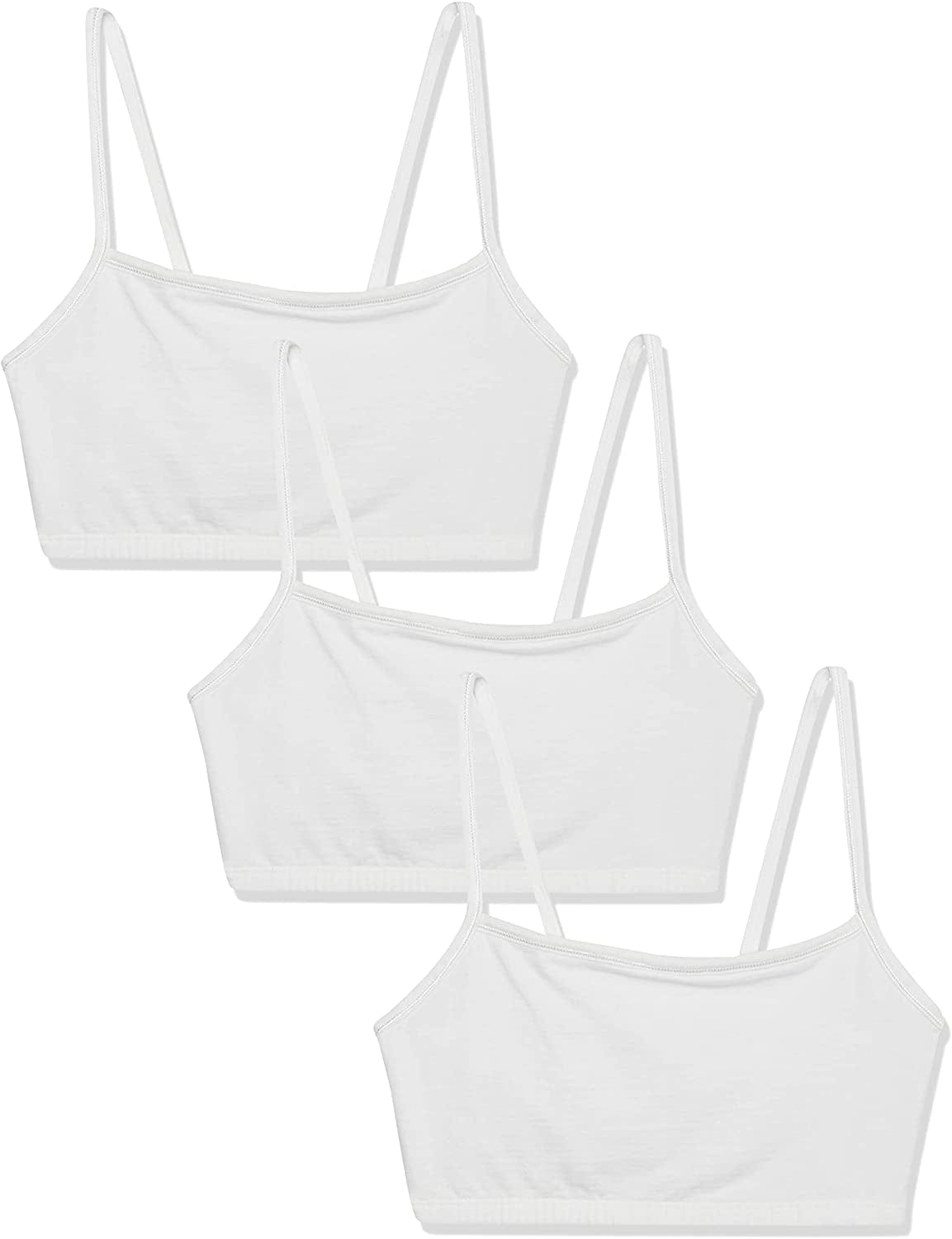 Women'S Spaghetti Strap Cotton Pullover Sports Bra White/White/White / 3 / 38