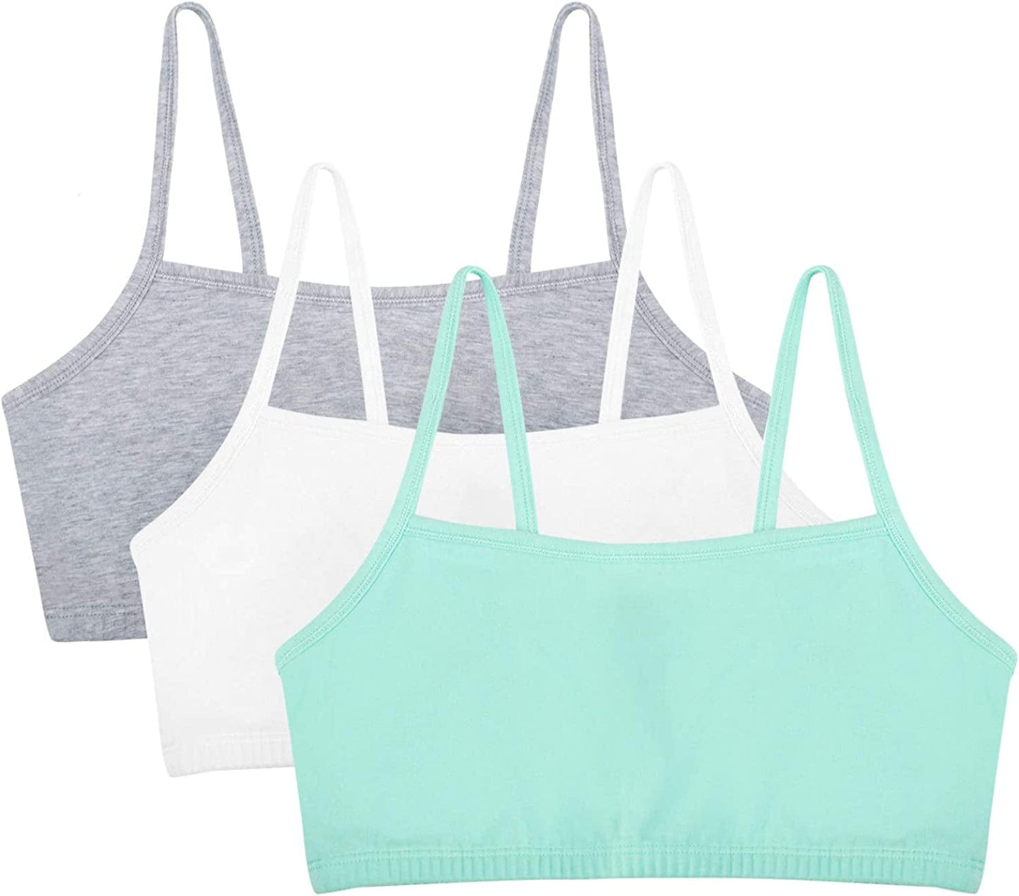 Women'S Spaghetti Strap Cotton Pullover Sports Bra Mint Chip/White/Grey Heather / 3 / 32