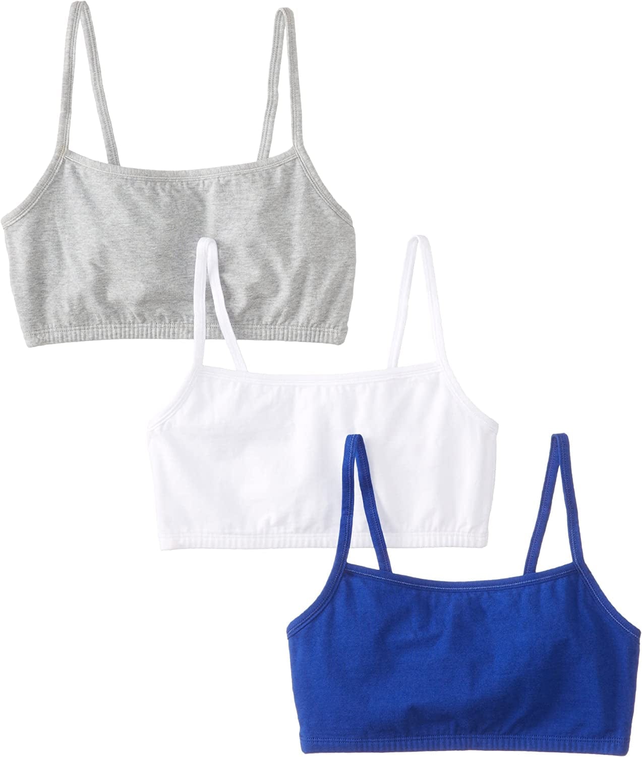 Women'S Spaghetti Strap Cotton Pullover Sports Bra Pleasing Blue/White/Heather Grey / 3 / 36
