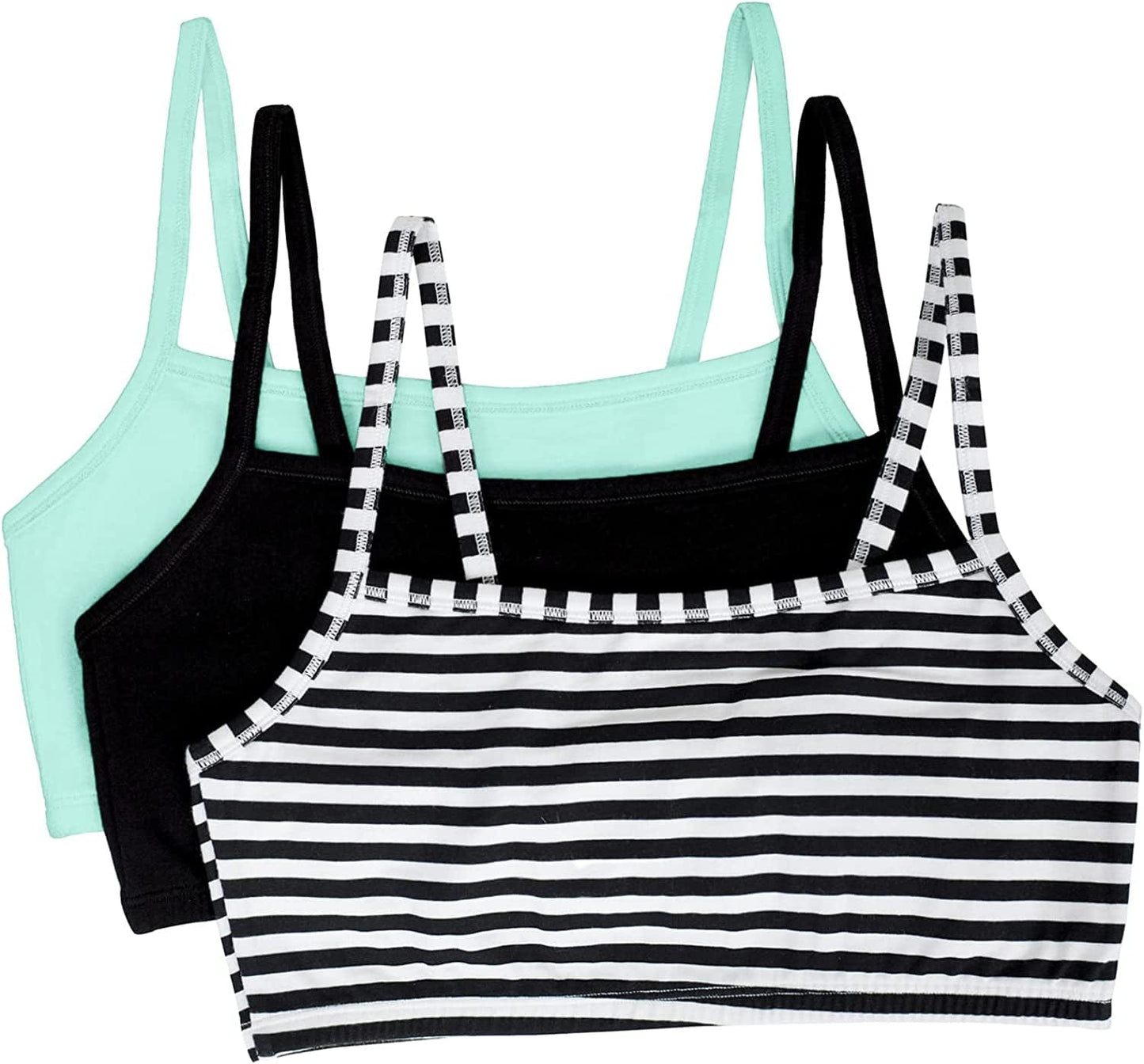 Women'S Spaghetti Strap Cotton Pullover Sports Bra Skinny Stripe/Black/Mint Chip / 3 / 34