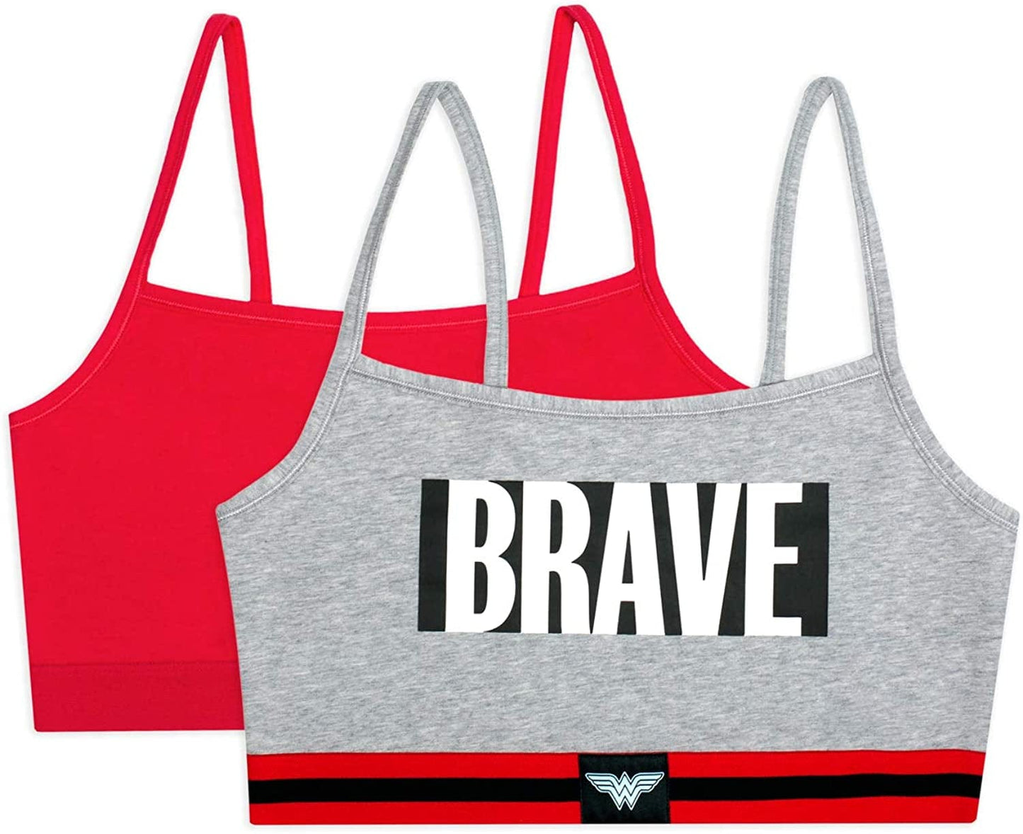 Women'S Spaghetti Strap Cotton Pullover Sports Bra Heather Grey/Crantastic - Wonder Woman / 2 / 38