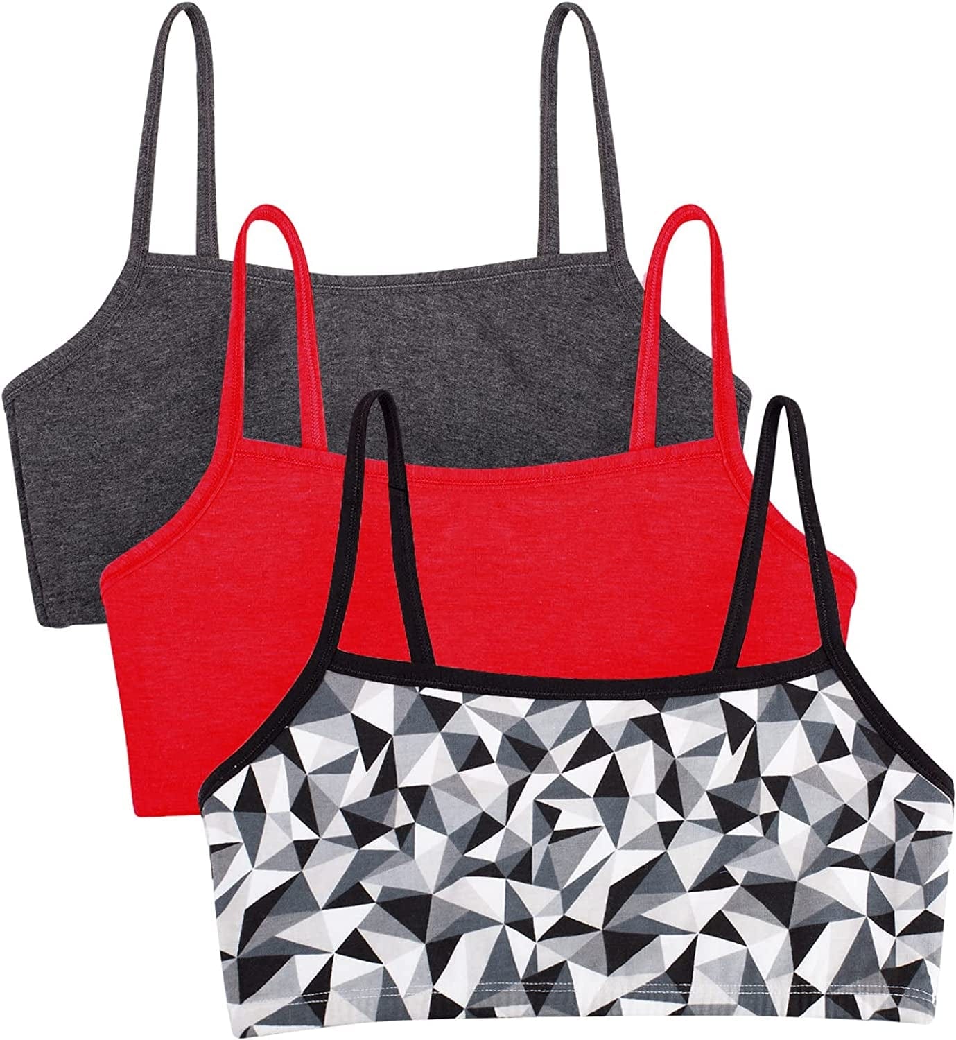 Women'S Spaghetti Strap Cotton Pullover Sports Bra Kaleidoscope/Charcoal/Red Hot / 3 / 42
