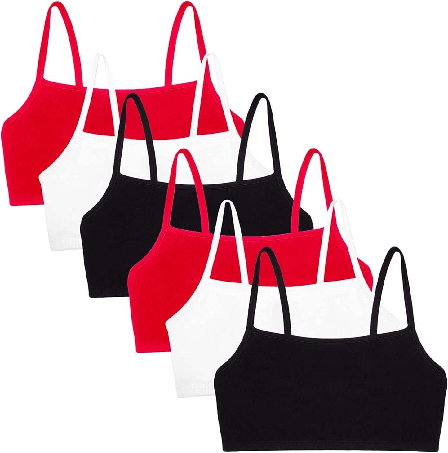 Women'S Spaghetti Strap Cotton Pullover Sports Bra Value Pack Black Hue/Black Hue/White/White/Red Hot/Red Hot / 40