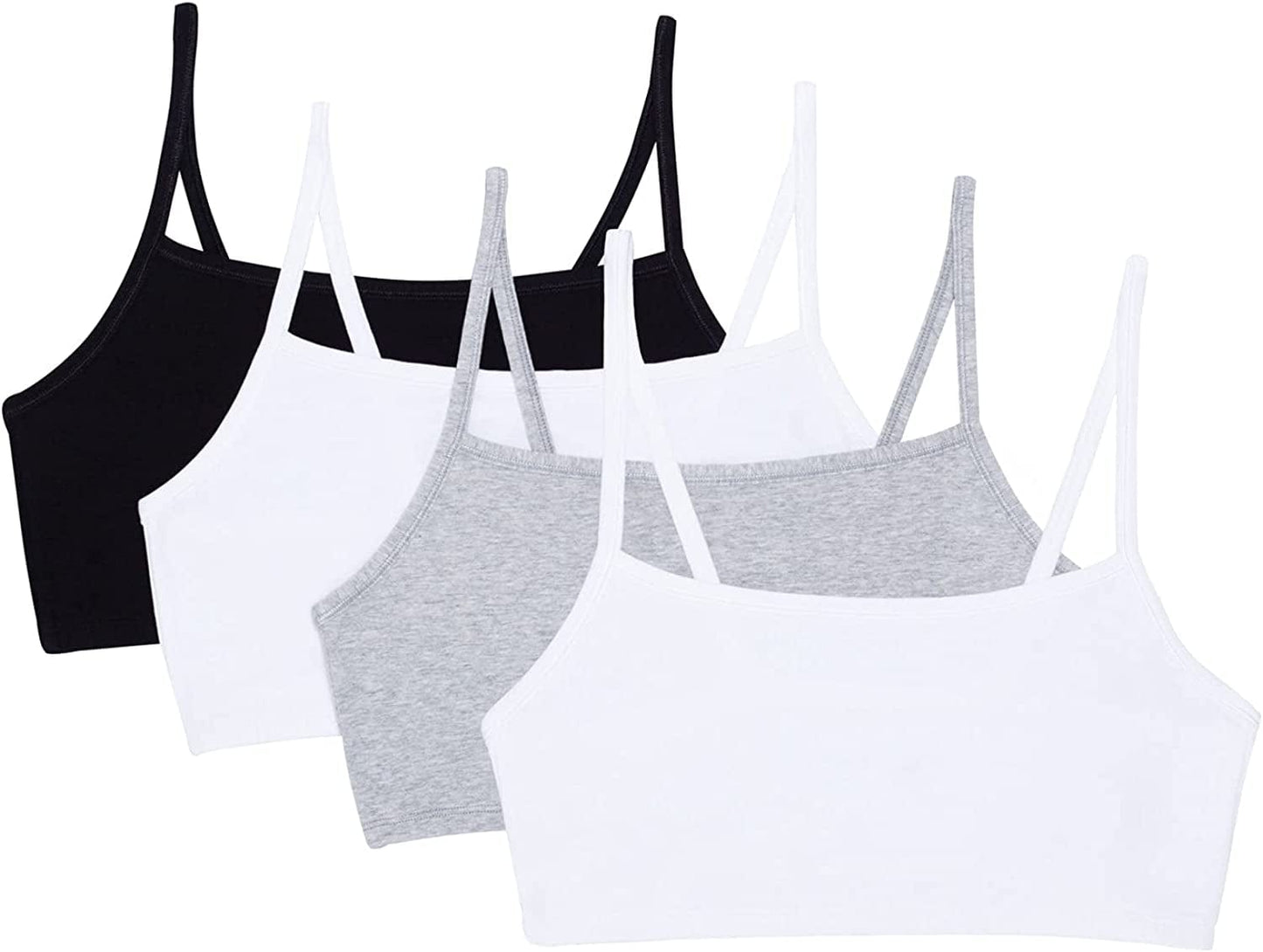 Women'S Spaghetti Strap Cotton Pullover Sports Bra Value Pack Black/White/White/Heather Grey 4-pack / 36