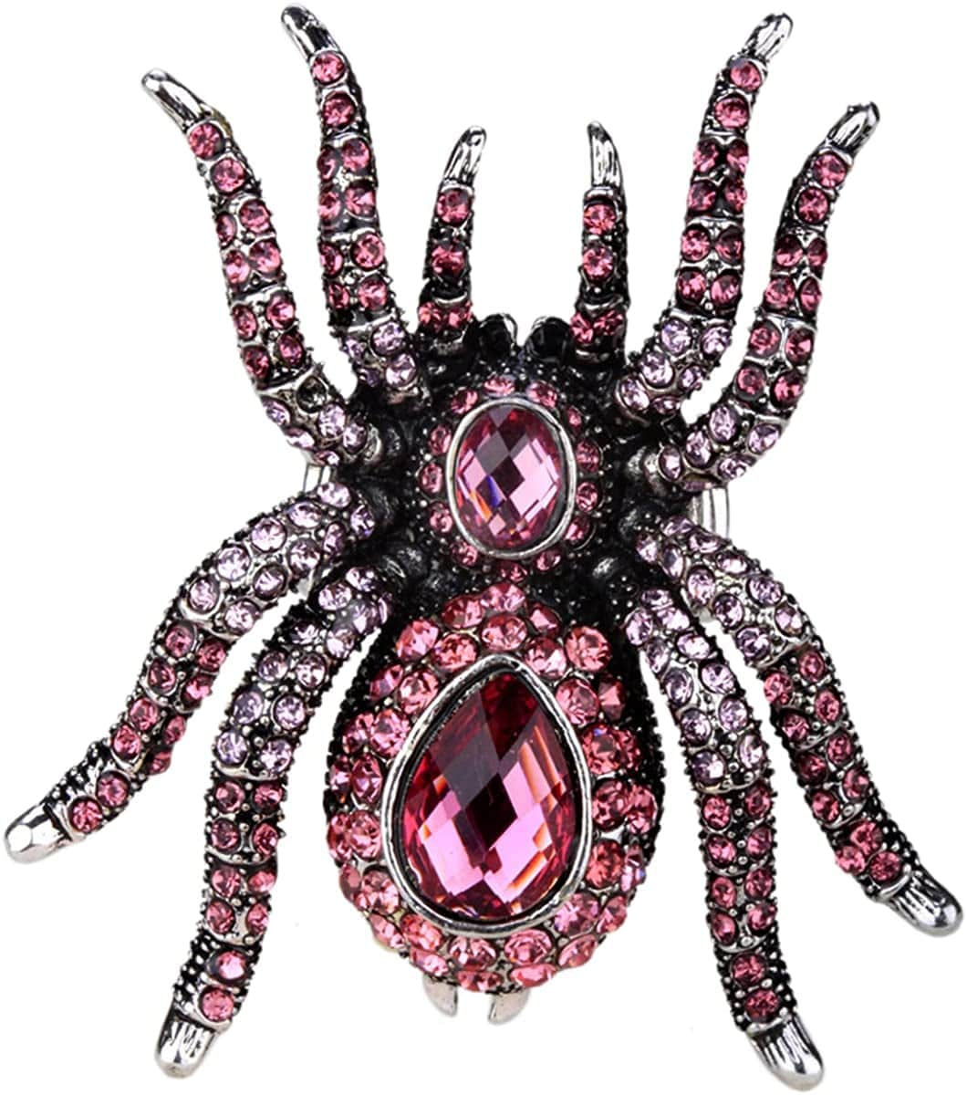 Women'S Spider Stretch Rings Fit Finger Size 6.5 to 9 - Elastic Soft Band Perfect for Arthritis - Silk Scarf Holders - Lead & Nickle Free - 2-1/4 X 2-1/4 Inches - Halloween Costume Accessories Pink