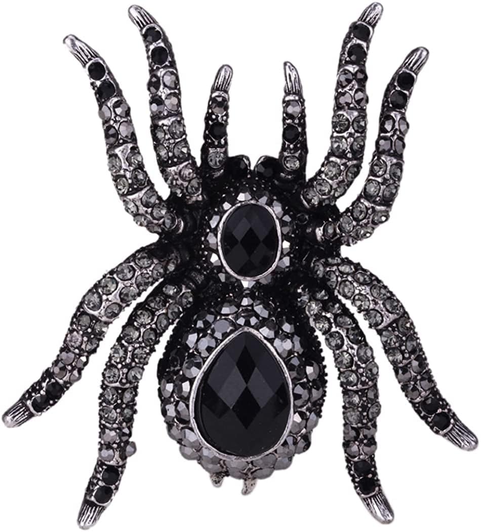 Women'S Spider Stretch Rings Fit Finger Size 6.5 to 9 - Elastic Soft Band Perfect for Arthritis - Silk Scarf Holders - Lead & Nickle Free - 2-1/4 X 2-1/4 Inches - Halloween Costume Accessories Black