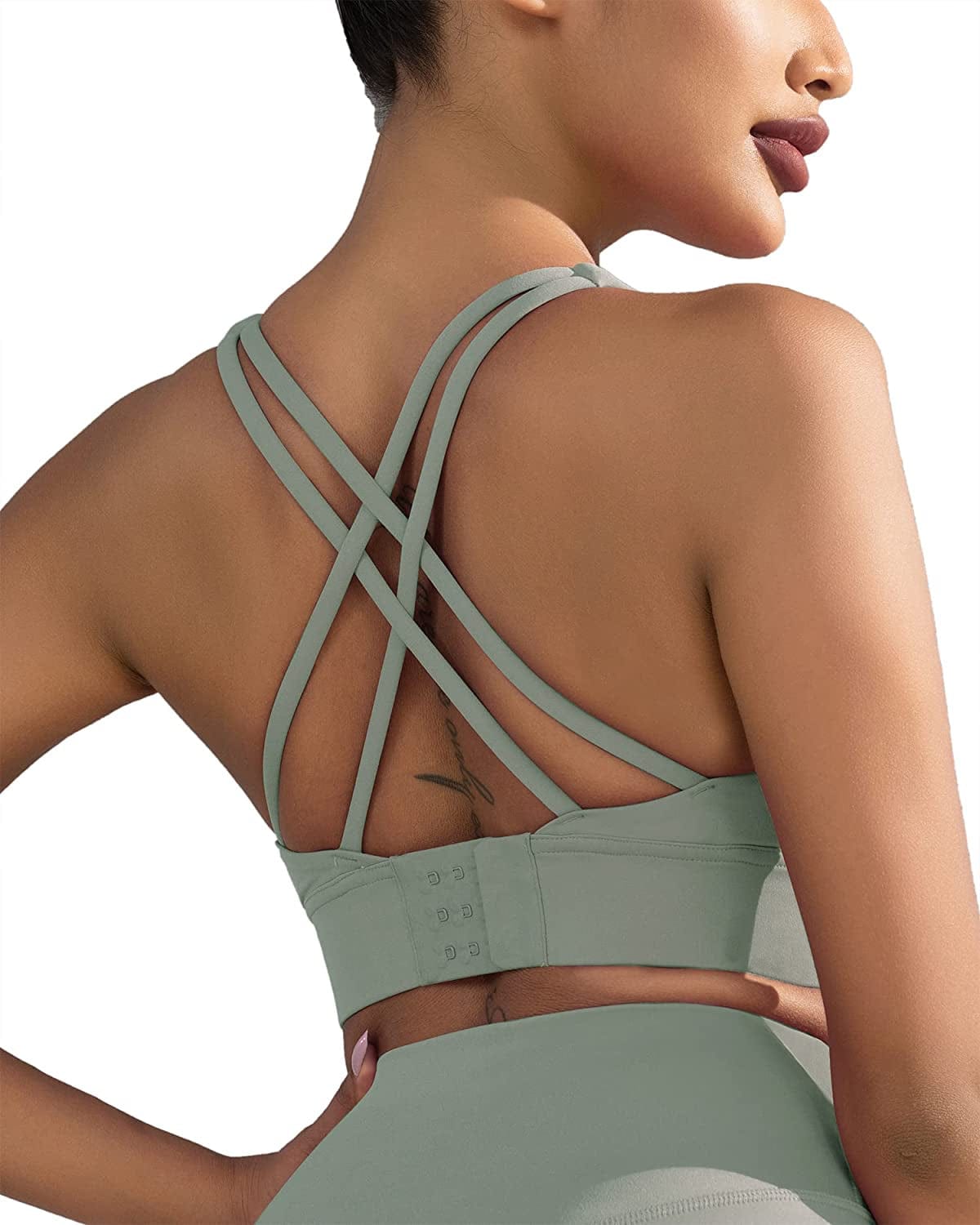 Women'S Sports Bra Padded Workout Shirts Shock-Absorbing Bra Yoga Tank Top Fitness Bra Palm Court / Large