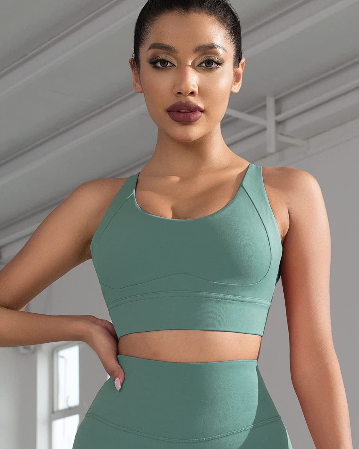 Women'S Sports Bra Padded Workout Shirts Shock-Absorbing Bra Yoga Tank Top Fitness Bra