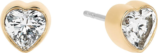 Women'S Stainless Steel Heart Shaped Stud Earrings with Crystal Accents GOLD HEART