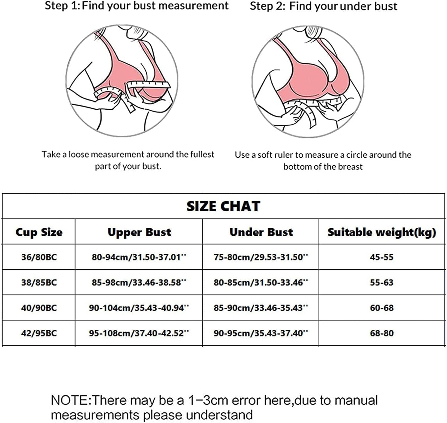 Women'S Steel Ring Thin Front Button Bras, plus Size Push up Breathable Comfort Underwear Wireless Bra