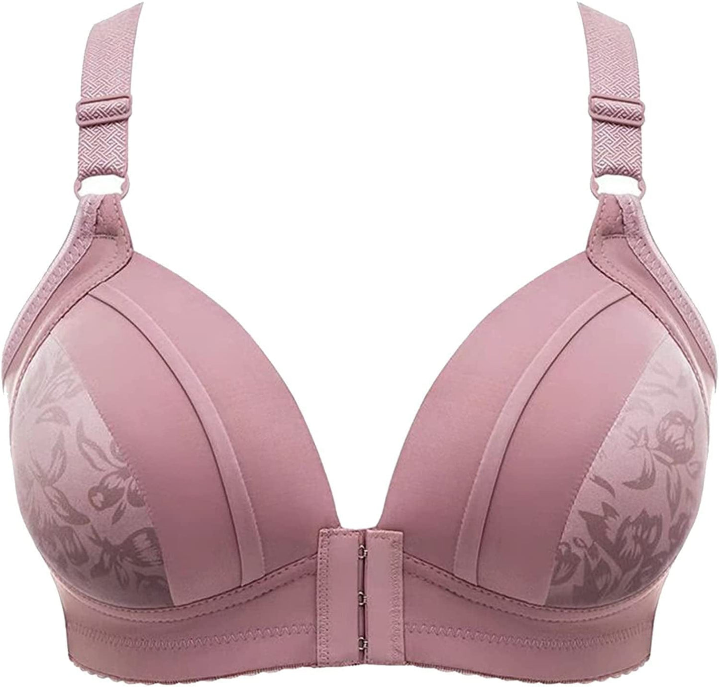 Women'S Steel Ring Thin Front Button Bras, plus Size Push up Breathable Comfort Underwear Wireless Bra Light Purple / 36